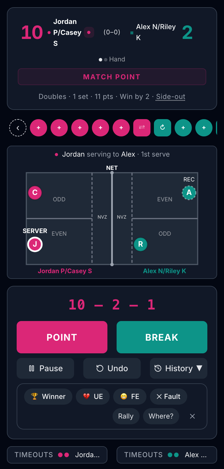 AllScorer live point-by-point scoring on a phone