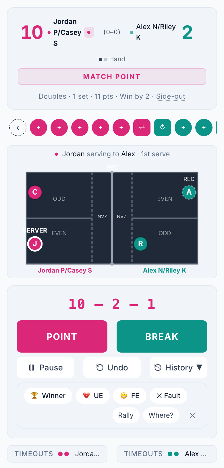 AllScorer live point-by-point scoring on a phone